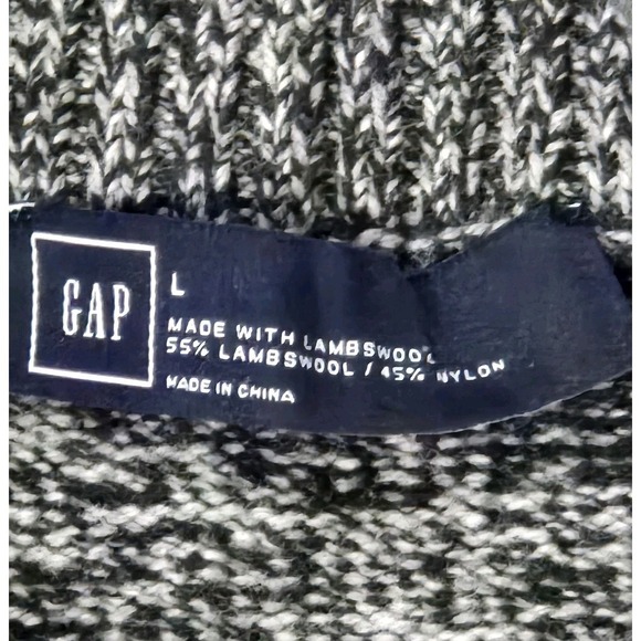Gap Pullover Sweater Mens Sz L Gray 1/4 Button Up Mock Neck Lambwool Blend - Picture 3 of 13
